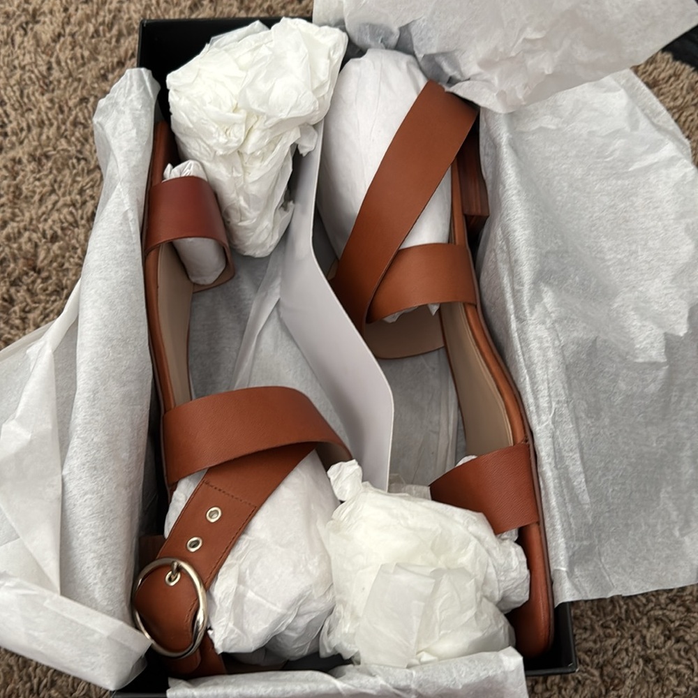 Banana Republic Belt Strap Sandal in Cognac Brown Leather - Picture 10 of 11